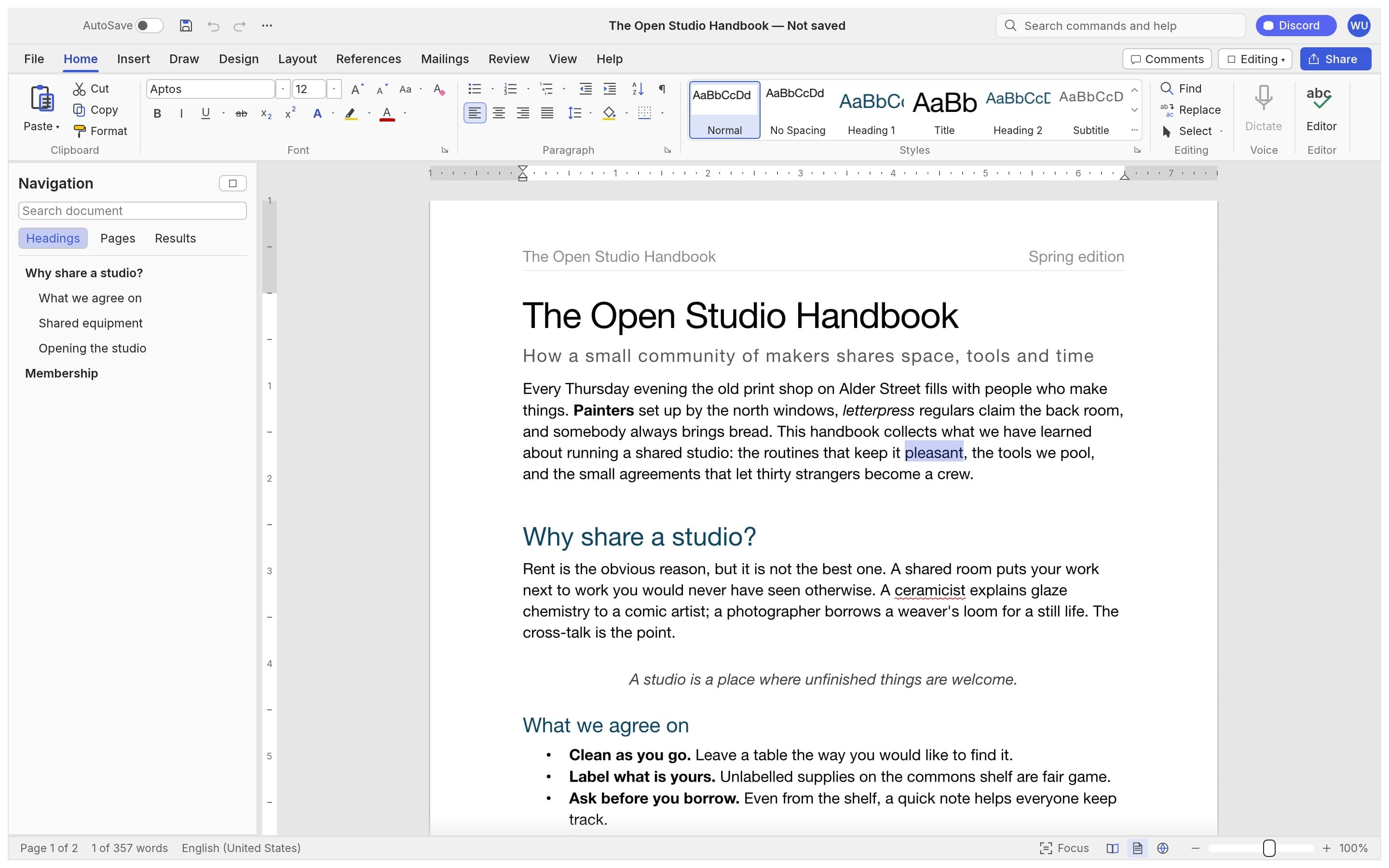 WordCraft document editor screenshot from the official GitHub repository